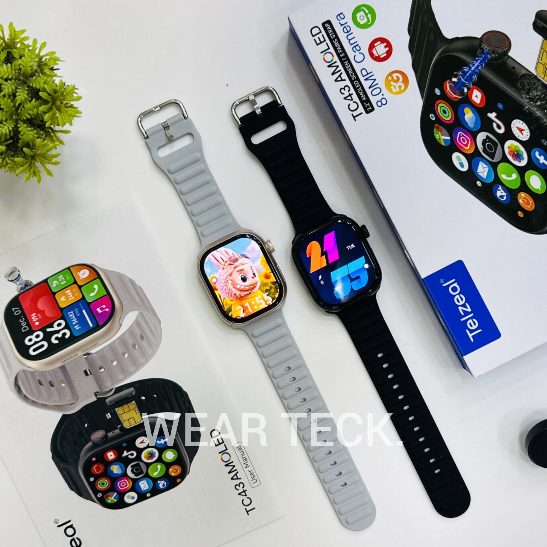 - Telzeal TC43 5G Android Sim Watch | 6/64 GB | 360 Rotating Camera | Amoled Display Telzeal TC43 5G Android Sim Watch | 6/64 GB | 360 Rotating Camera | Amoled Display - Image 1