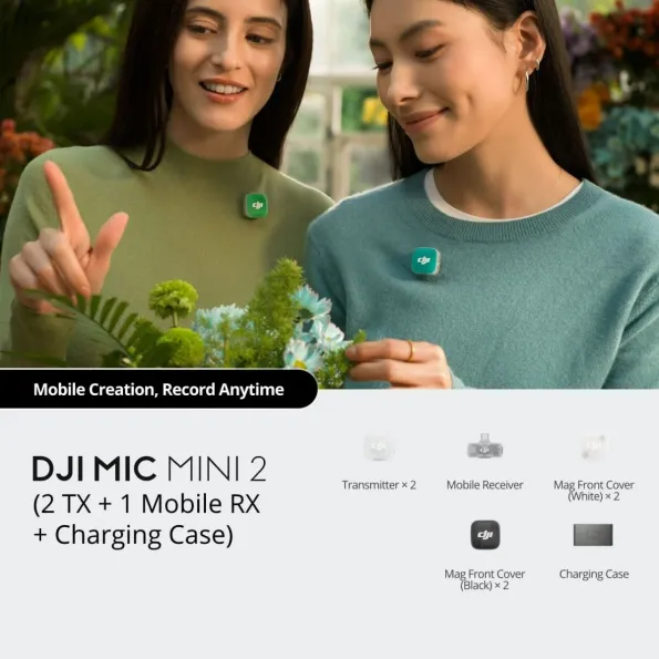 DJI Mic Mini 2 Compact Wireless Microphone for Camera & Smartphone 10 DJI Mic Mini 2 (2 TX + 1 Mobile RX + Charging Case)