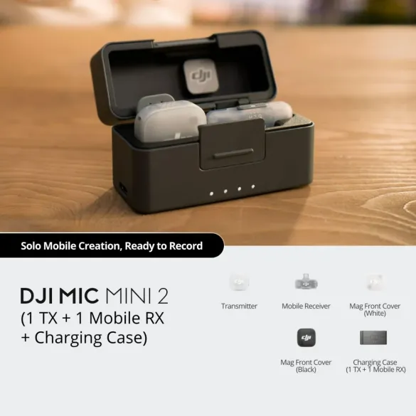 DJI Mic Mini 2 (1 TX + 1 Mobile RX + Charging Case) DJI Mic Mini 2 Compact Wireless Microphone for Camera & Smartphone