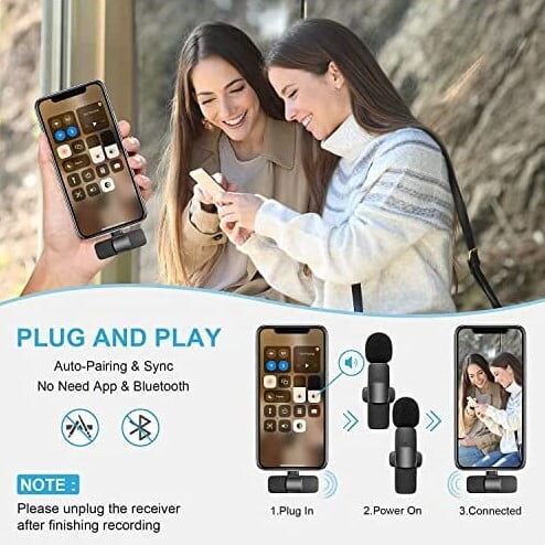4 - K9 2 in 1 Dual Lavalier Microphone Mic Plug & Play
