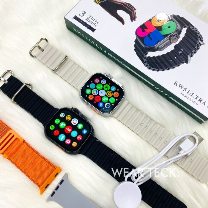 4 - KW5 Ultra 2 Smart Watch with 3 Pairs of Straps