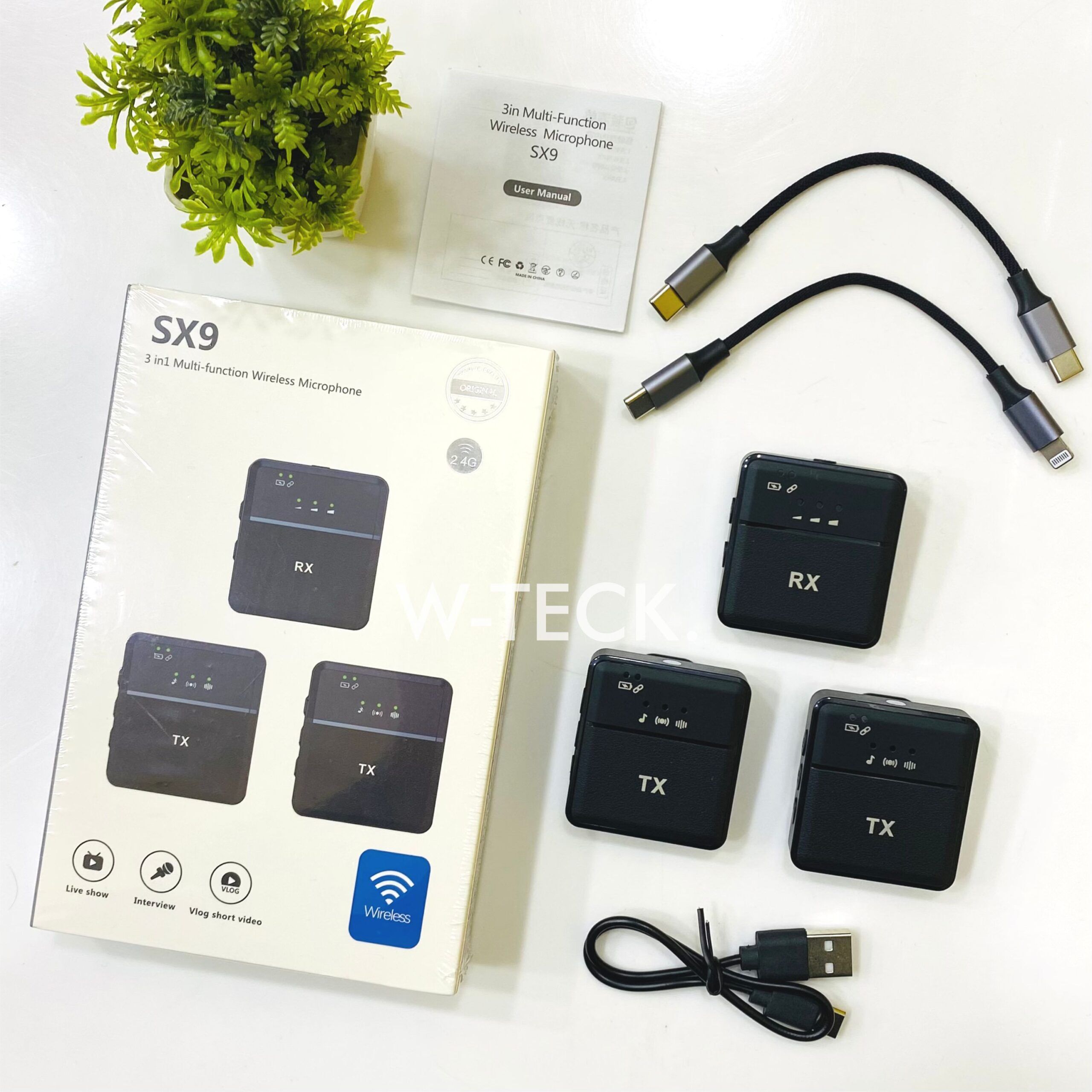 1 - SX9 Dual Wireless Microphone With Noise Cancellation