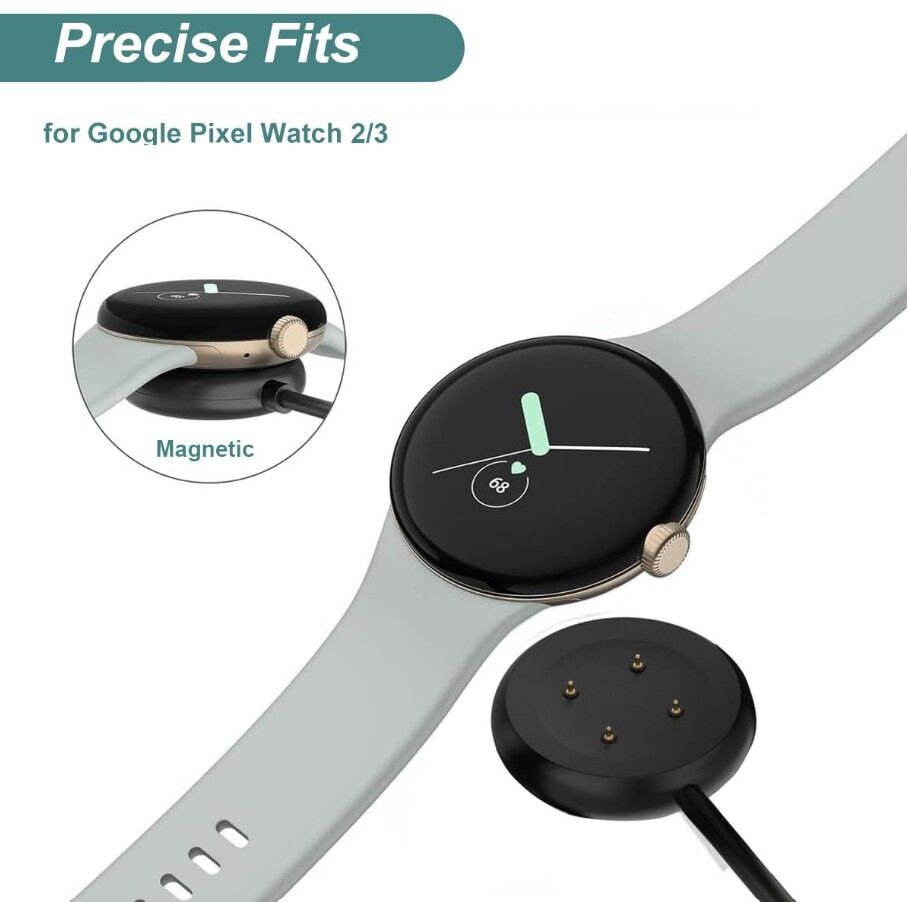 2 - Magnetic USB Charger for Google Pixel Watch 2 – Replacement Charging Cable (2nd Gen)
