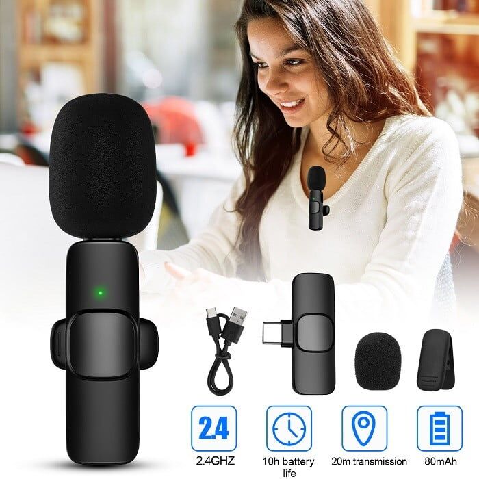 3 - K9 2 in 1 Dual Lavalier Microphone Mic Plug & Play