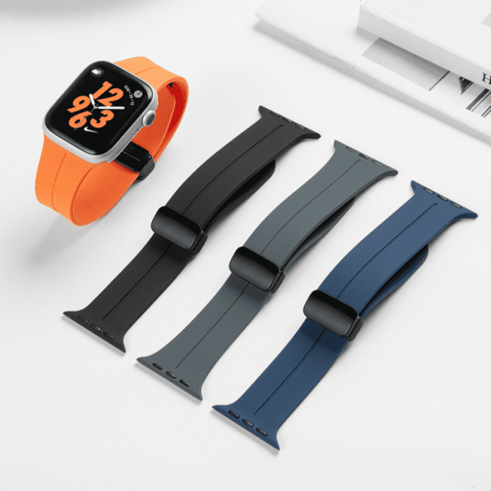 2 (2) - Magnetic-Silicone Straps for Apple Smart Watch 42/44/45/49 mm Dial Sizes