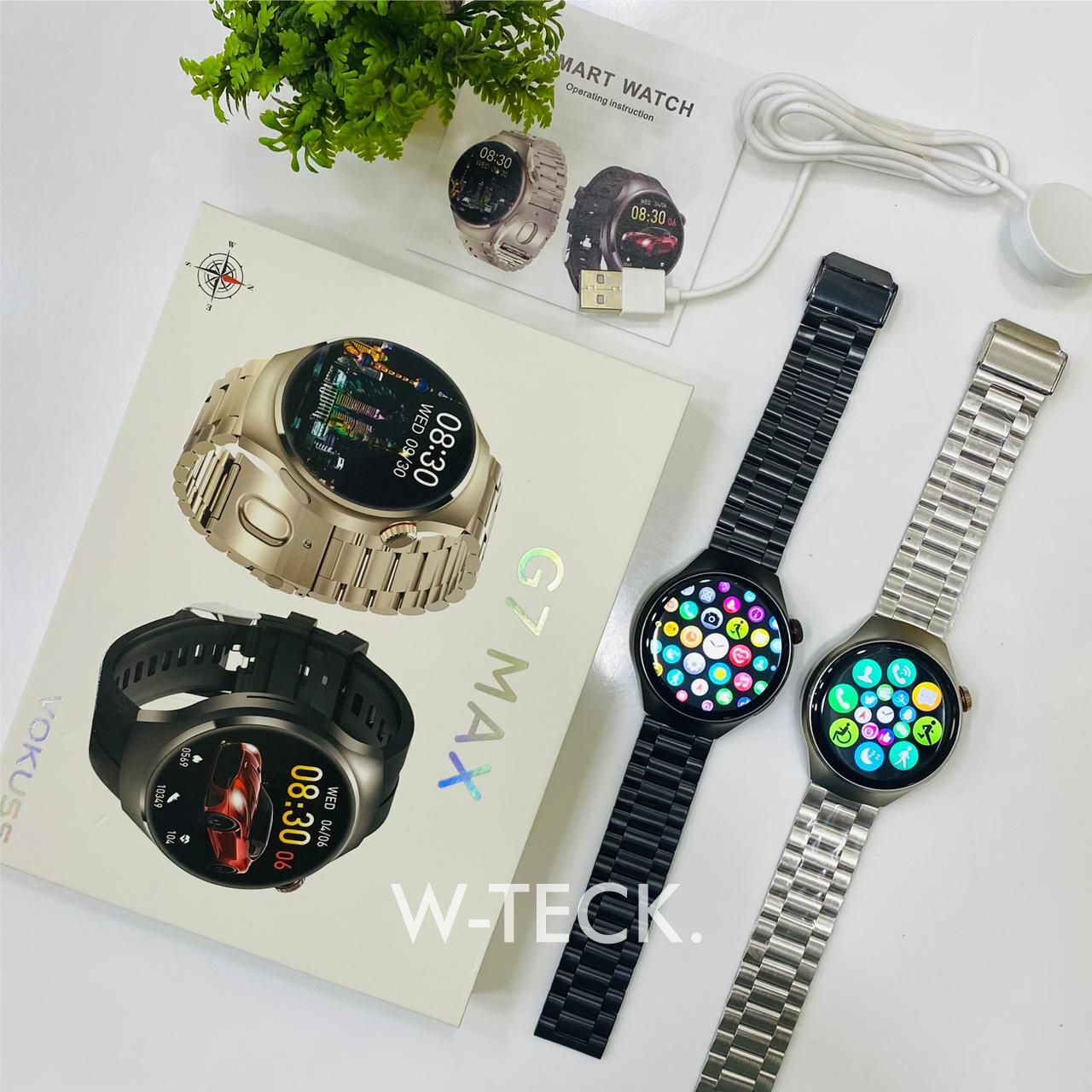 2 - G7 Max Smart Watch | Round Dial | Stainless Steel