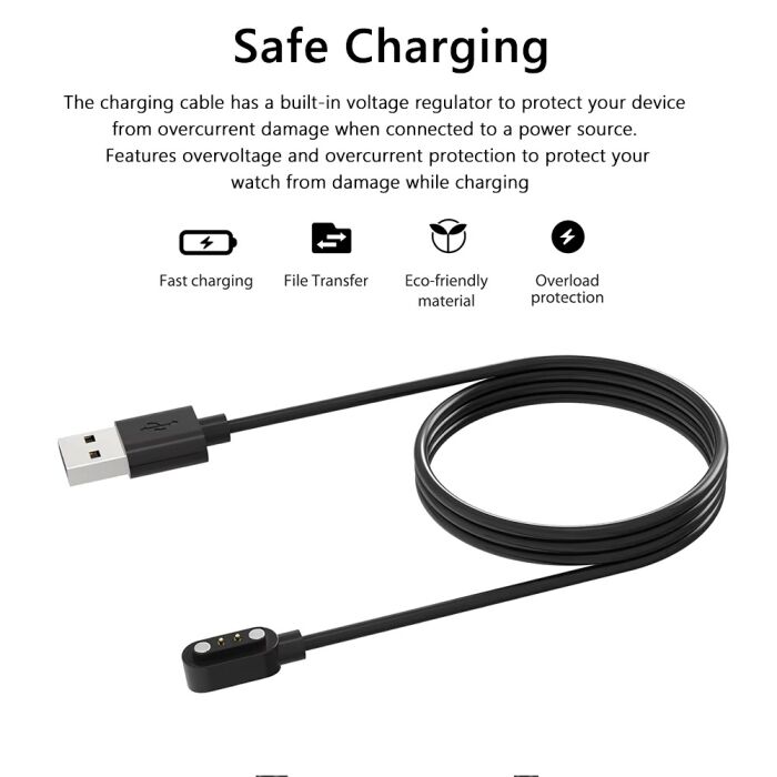 DP4 - 2 Pin Magnetic Charging Cable for All Mibro Watches (Except Mibro Lite) & Mostly Zero Smart Watches Model