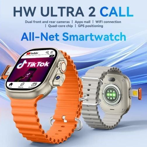 3 - HW Ultra 2 Call 5G Android Smart Watch | Front & Back Camera | 4/64 GB Memory