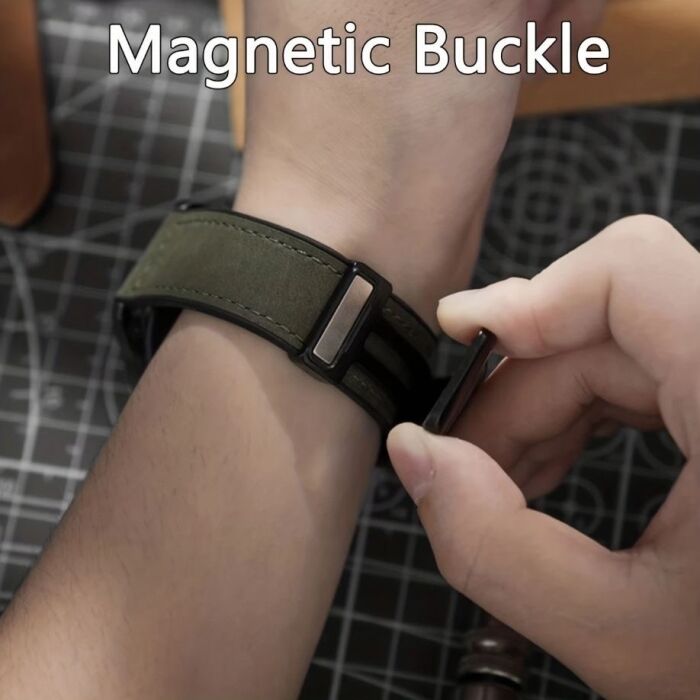 2 - 22mm Faux Leather Magnetic D-Buckle Adjustable Straps