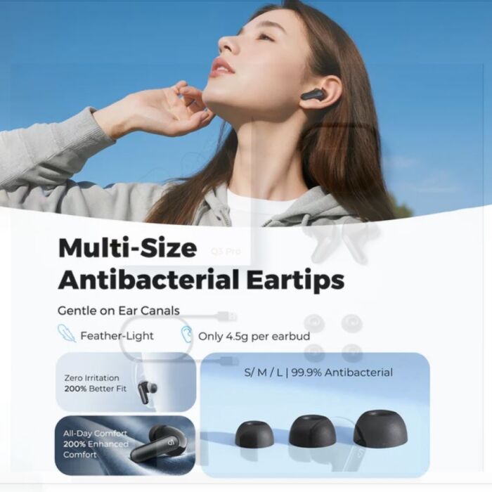 soundpeats q3 pro 13mm driver - SoundPEATS Q3 Pro Earbuds | ANC | Dual Connection | Gaming Mode | 40Hrs Playtime