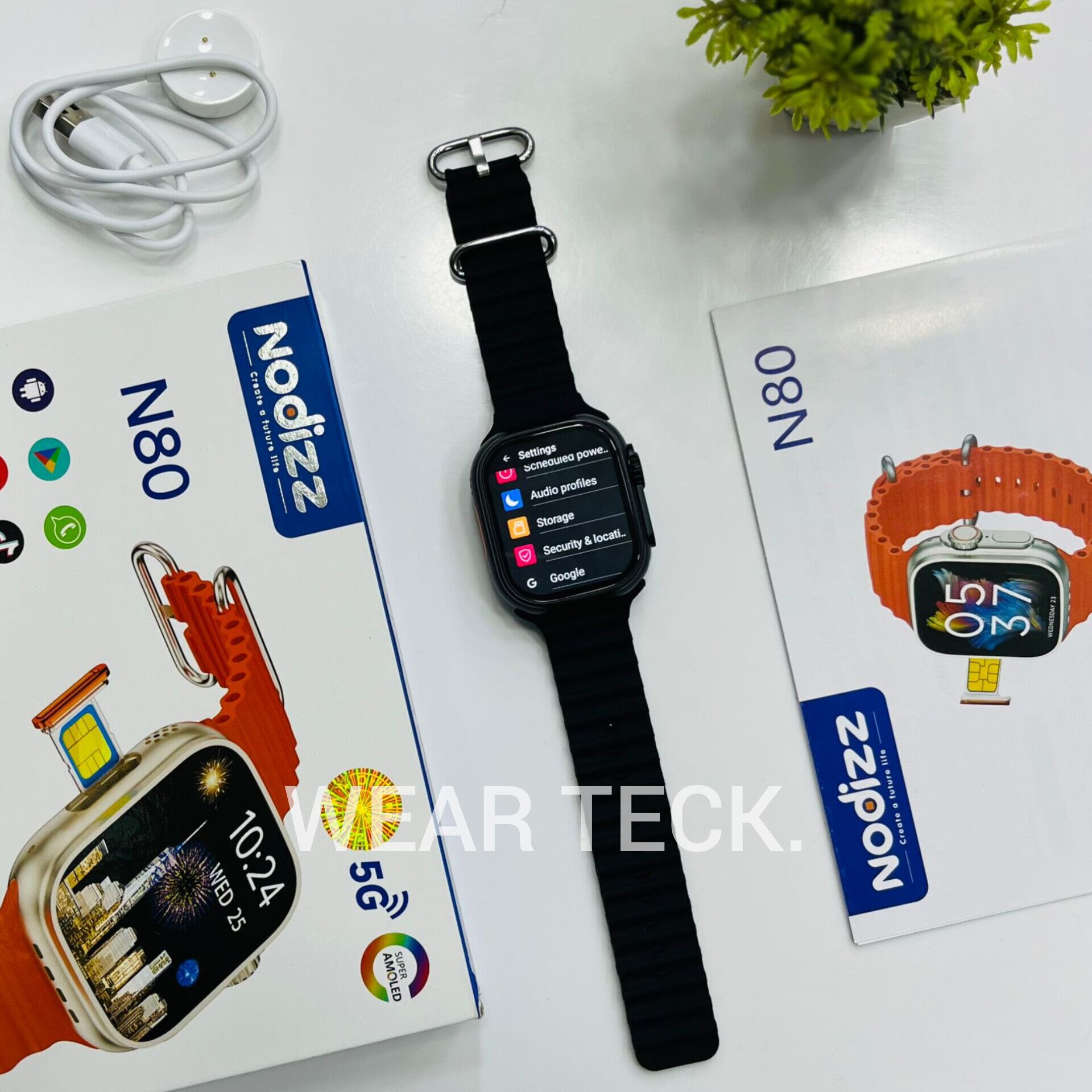 N80-Black - Nodizz N80 5G Android Sim Watch | 4/64 GB | Ultra Shape | No Camera