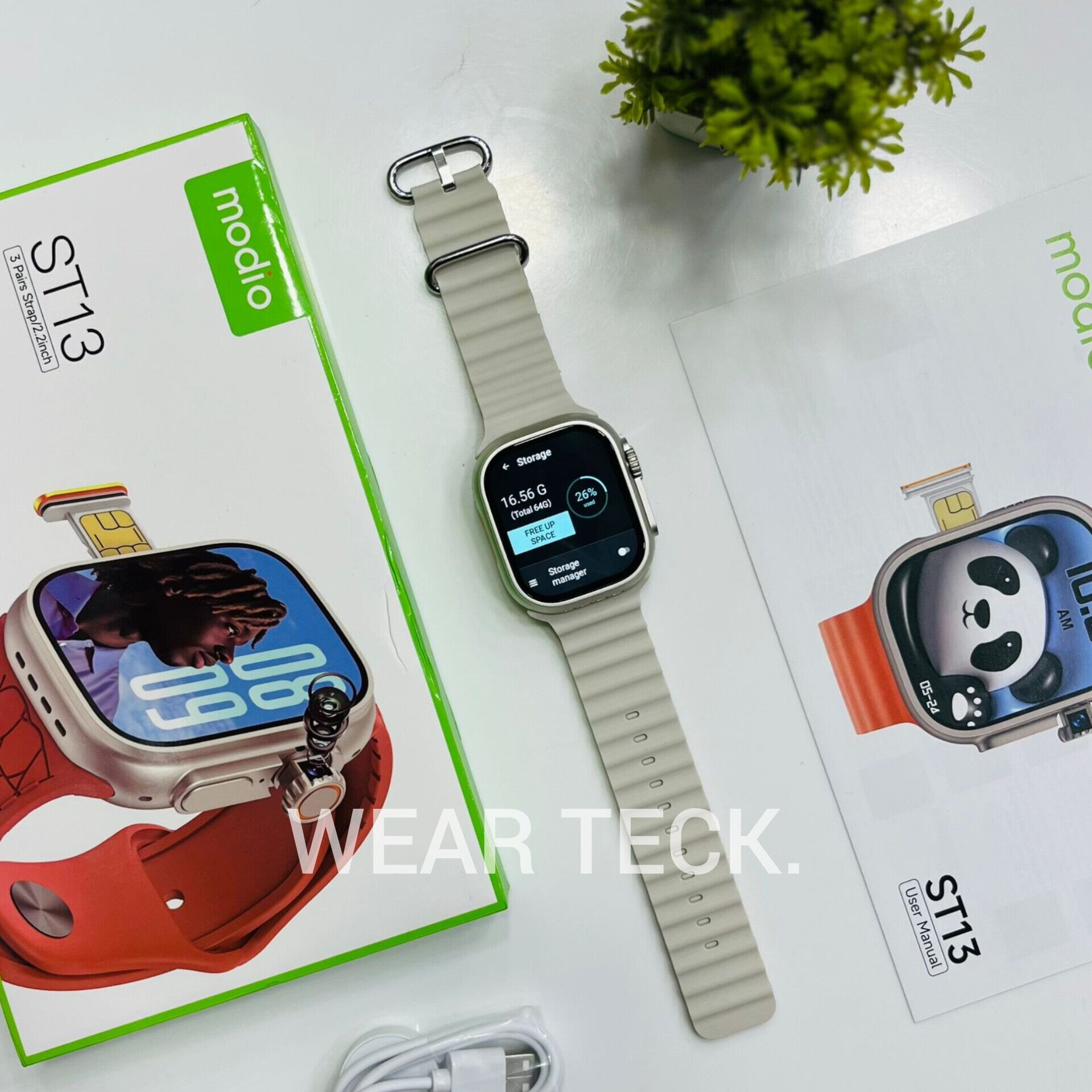 ST13-Silver - Modio ST13 5G Android Sim Watch | 4/64 GB | 360 Rotating Camera