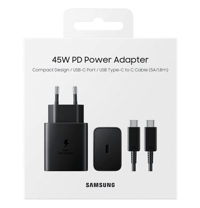 Display - Samsung 45 Watt PD Mobile Charging Adopter with 1.8m Cable (C-to-C Type) | 1 Year Warranty