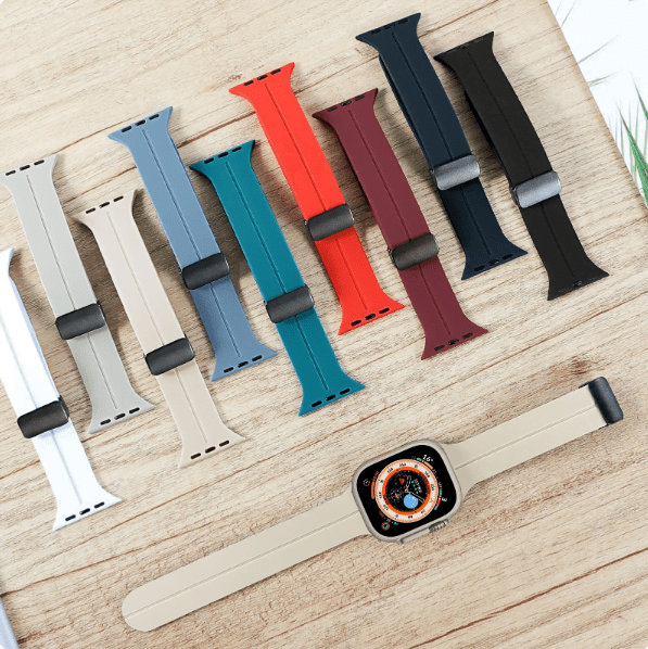 1 - Magnetic-Silicone Straps for Apple Smart Watch 42/44/45/49 mm Dial Sizes