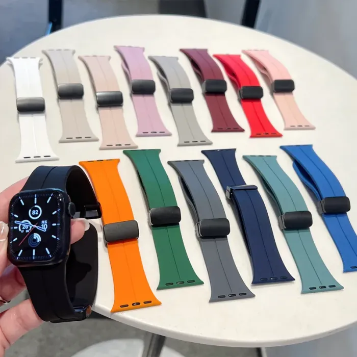 3 (2) - Magnetic-Silicone Straps for Apple Smart Watch 42/44/45/49 mm Dial Sizes