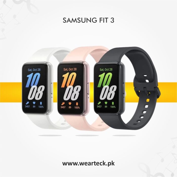 Display 1 Samsung Galaxy Fit 3 AMOLED Fitness Band Black Gold Silver Price in Pakistan