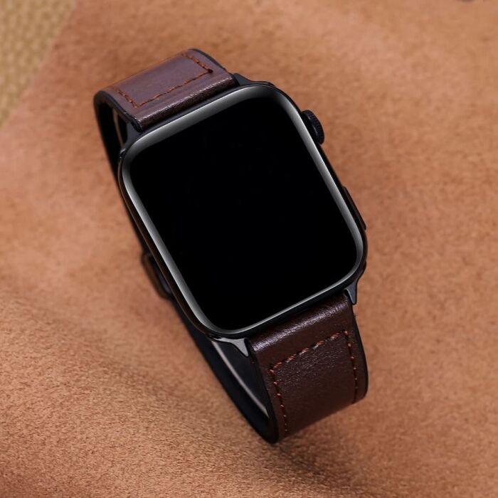 7 - Premium Leather Magnetic D-Buckle Straps for Apple Watch 42/44/45/49 mm Dial