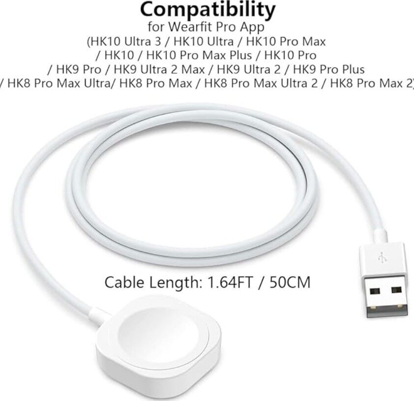 1 - Charger Cable for HK Series Smart Watch - HK11 - HK10 - HK9 - HK8 | Compatible with All HK Series Smart Watches Model