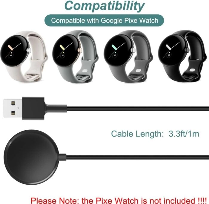 1 - Magnetic USB Charger for Google Pixel Watch – Replacement Charging Cable (1st Gen)