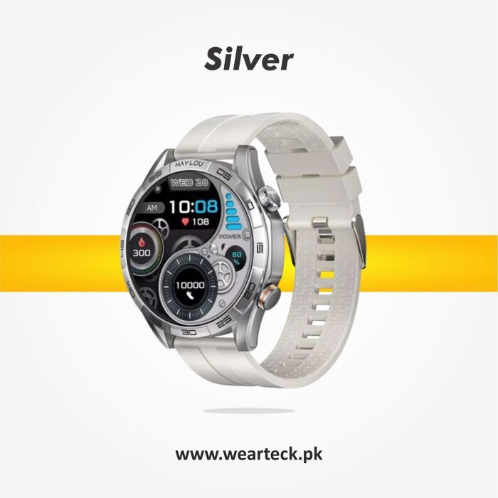 Silver - Haylou Solar 5 Smart Watch | Silicon Straps
