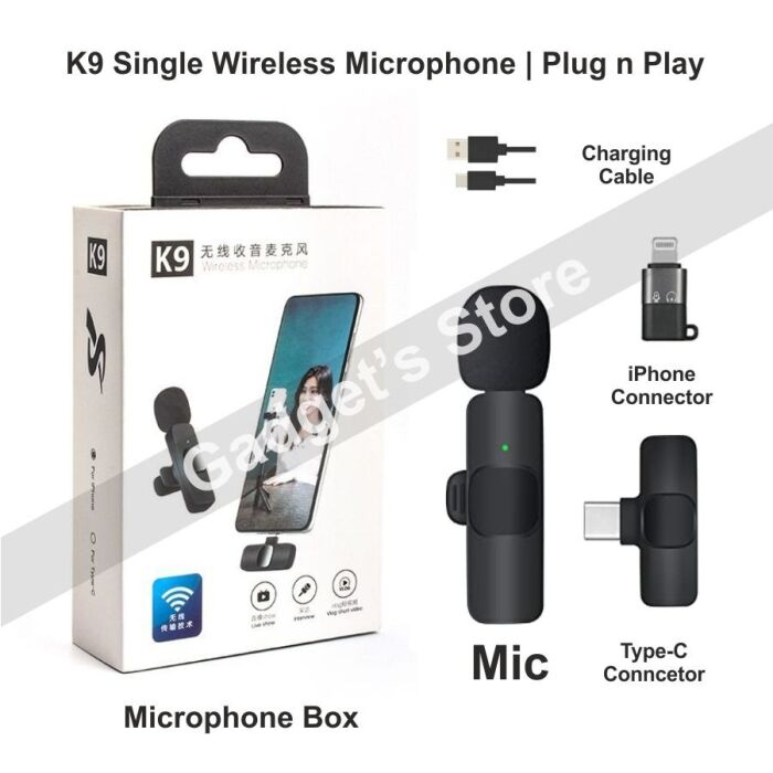 1 - K9 Collar Microphone Mic Plug & Play USB Type C & iOS Wireless