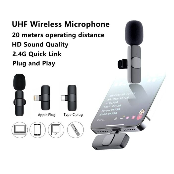2 - K8 Collar Microphone Mic Plug & Play USB Type C & iOS Wireless
