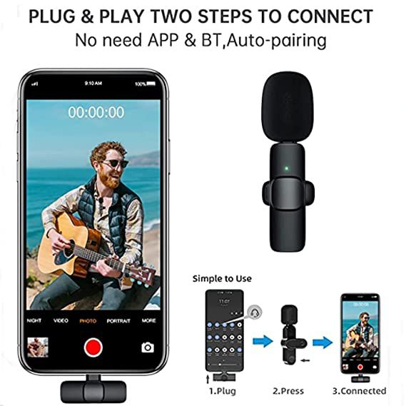 4 - K8 Collar Microphone Mic Plug & Play USB Type C & iOS Wireless