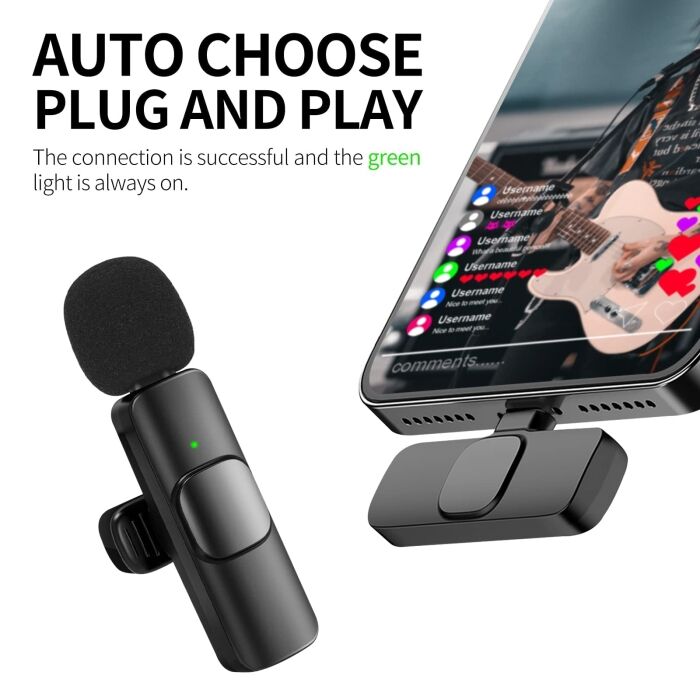 61I9xkDiMKL - K9 Collar Microphone Mic Plug & Play USB Type C & iOS Wireless