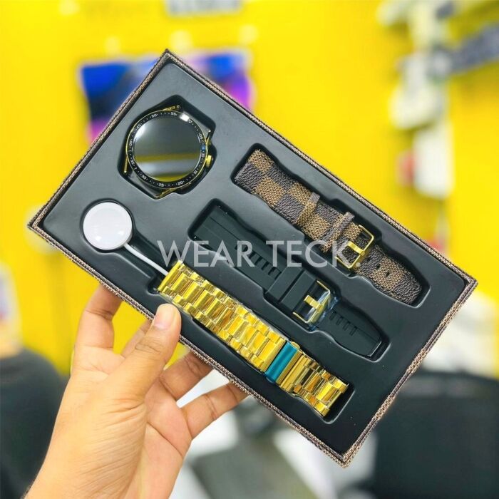 4 - G10 Max Smart Watch Gold | BT Calling | 3 Pairs of Straps