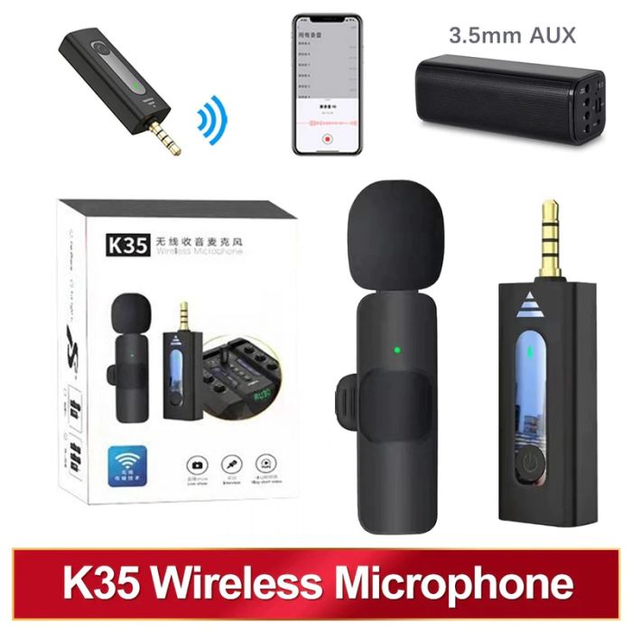 2 - 2023 K35 3.5mm Wireless Lavalier Lapel Noise Reduction Microphone