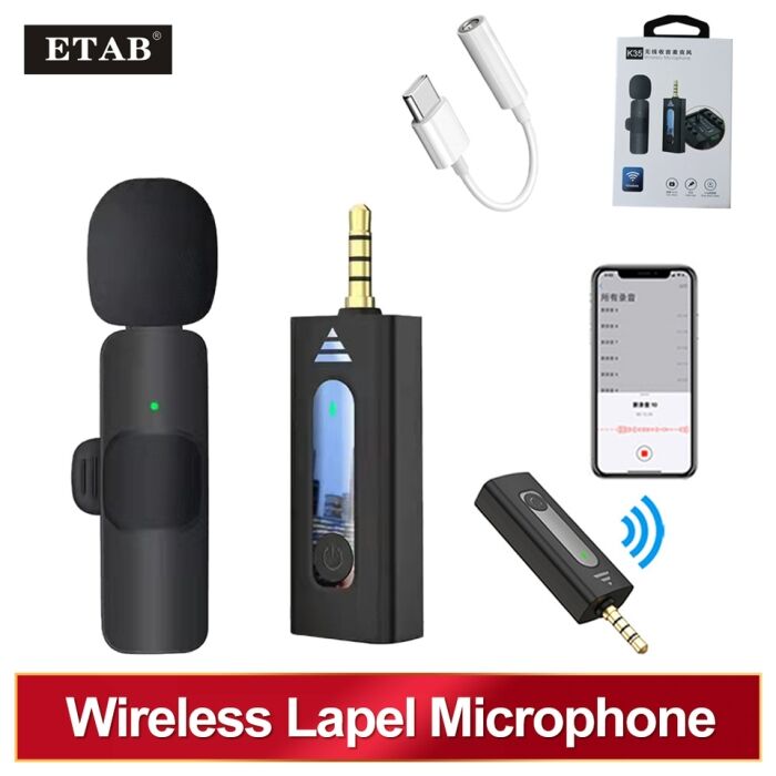 3 - K35 Wireless Lavalier Lapel Noise Reduction Single Microphone | 3.5mm