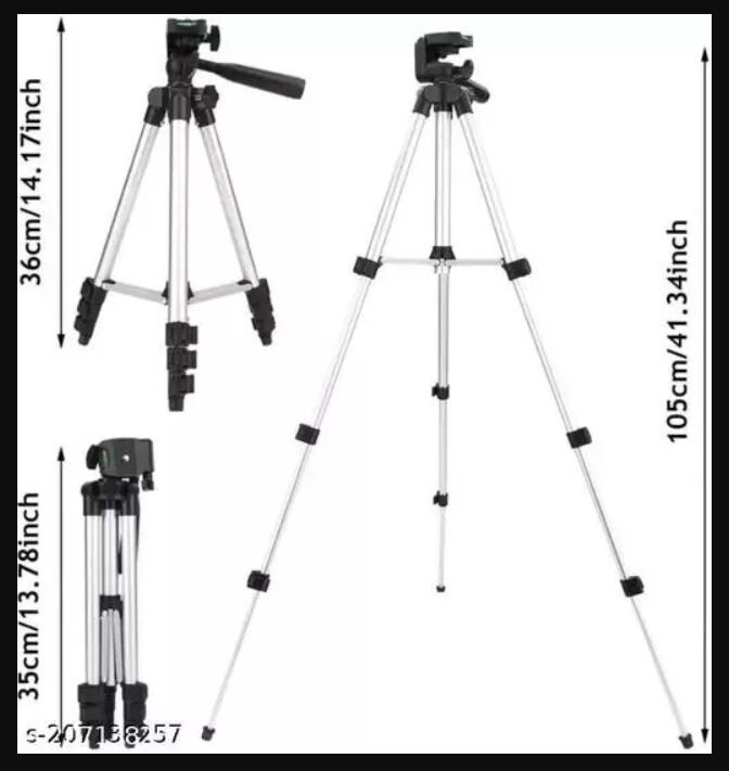 3 - 3.5 Feet Adjustable Tripod Stand with Mobile Holder Clip.