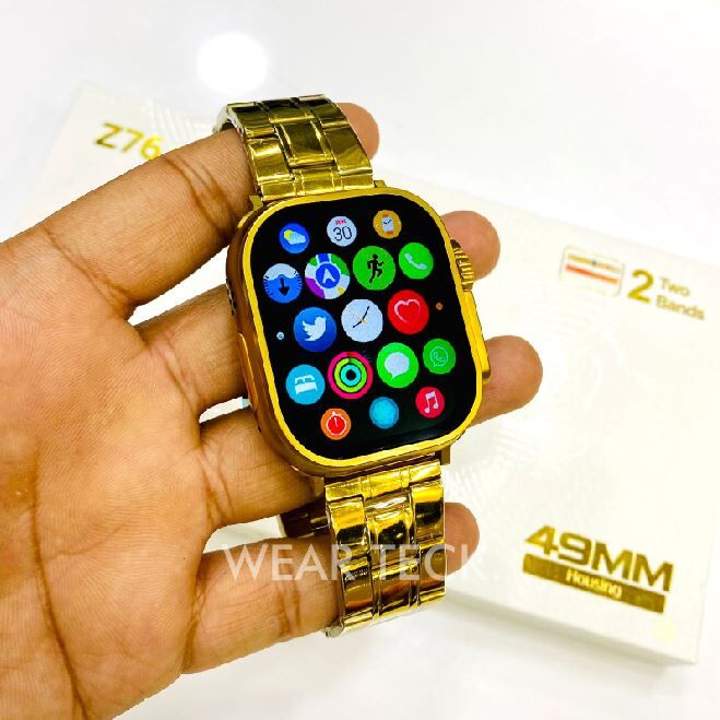 4 - Z76 Ultra Smart Watch Golden Edition | 2 Pairs of Straps