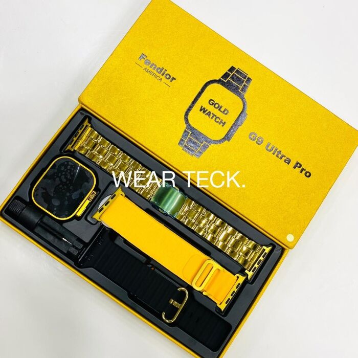 5 - G9 Ultra Pro Smart Watch | Fendior | Golden Edition | 3 Pairs of Straps
