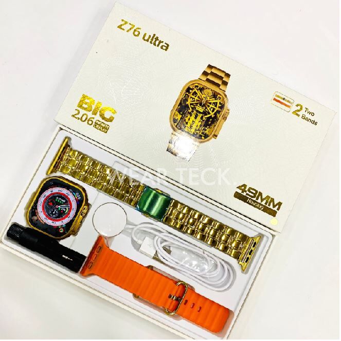 7 - Z76 Ultra Smart Watch Golden Edition | 2 Pairs of Straps