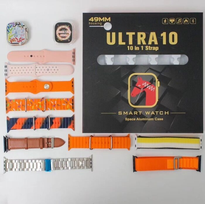 2 - 10 in 1 Ultra Smart Watch | 10 Pairs of Straps | 1 Dial Case