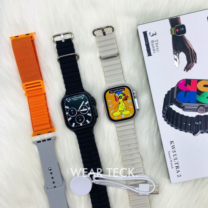 1 - KW5 Ultra 2 Smart Watch with 3 Pairs of Straps