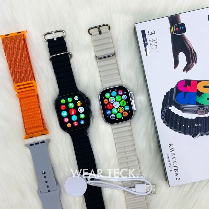 2 - KW5 Ultra 2 Smart Watch with 3 Pairs of Straps