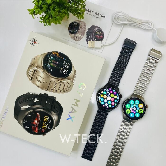 2 - G7 Max Smart Watch | Round Dial | Stainless Steel