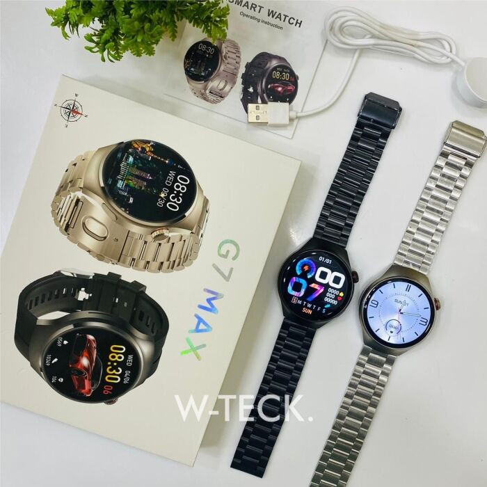 3 - G7 Max Smart Watch | Round Dial | Stainless Steel