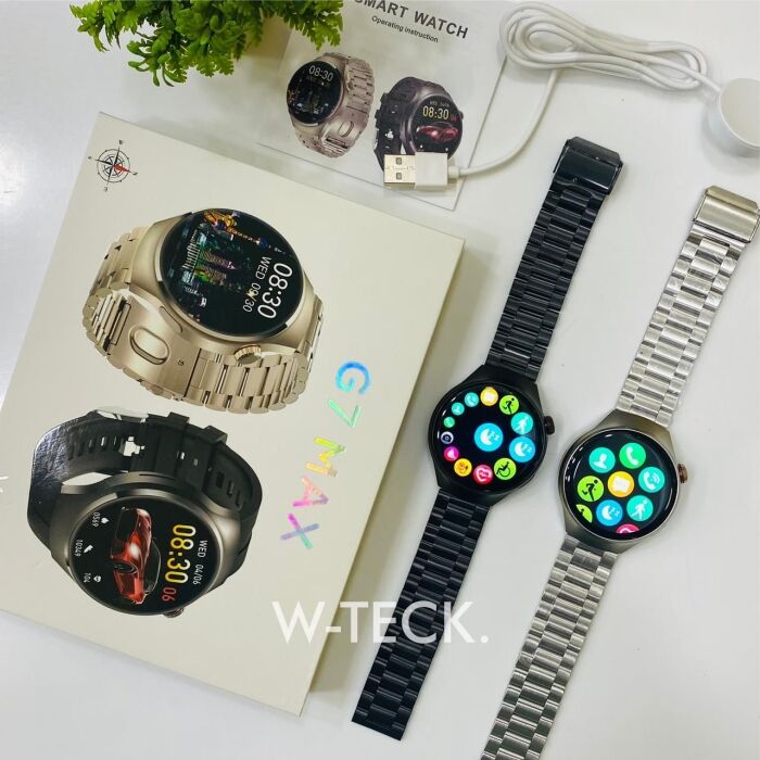 4 - G7 Max Smart Watch | Round Dial | Stainless Steel