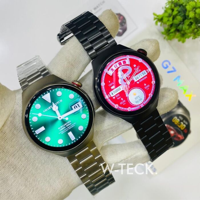 5 - G7 Max Smart Watch | Round Dial | Stainless Steel