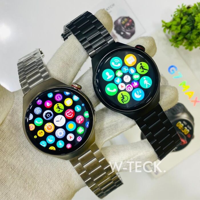 6 - G7 Max Smart Watch | Round Dial | Stainless Steel