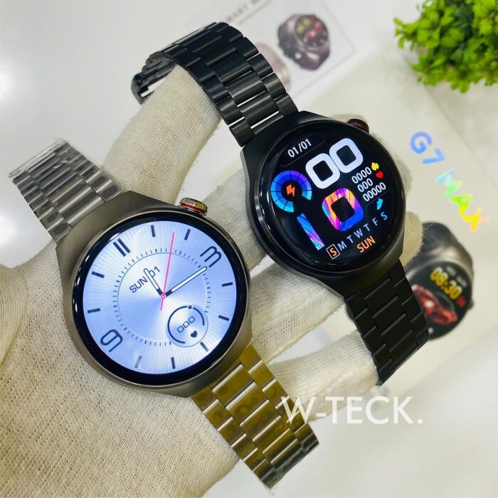 7 - G7 Max Smart Watch | Round Dial | Stainless Steel