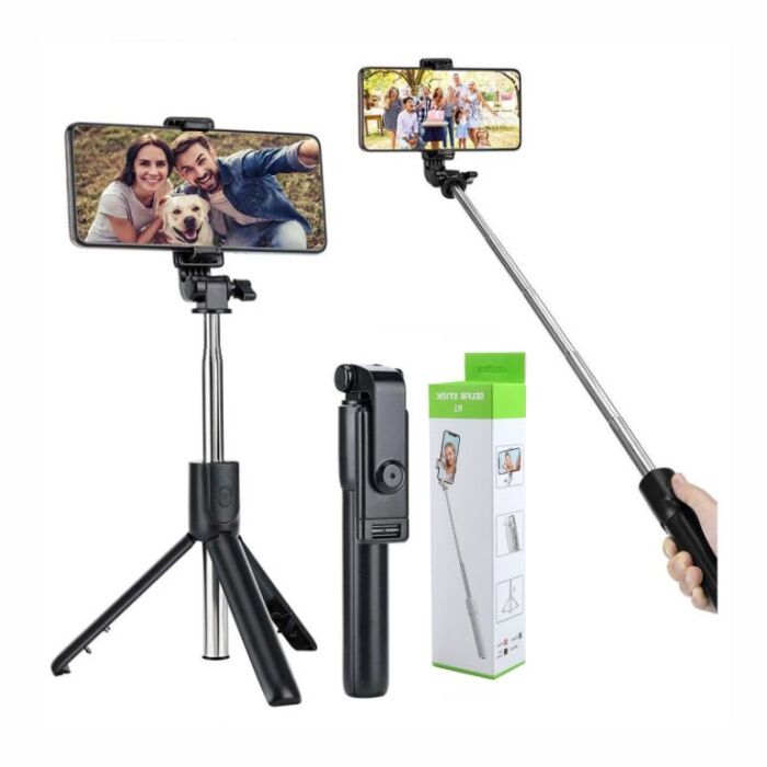 1 - 3in1 - 70cm R1 Wireless Selfie Stick Tripods with Light