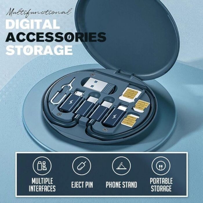 1 - PD 60W 5 in1 USB C Cable To USB Type C for MacBook iPhone Fast Charging Data Wire Micro Lightning Cable Set With Box Holder