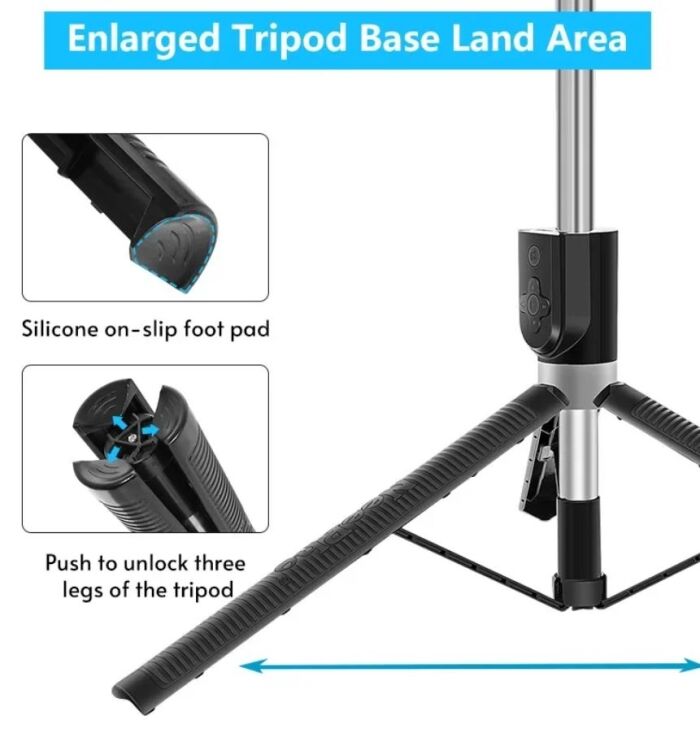 4 - P170S 1.7 Meter Long Selfie Stick Tripod with Flash Light