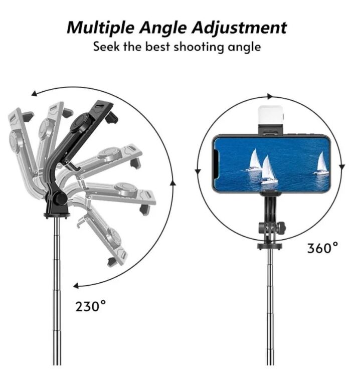 7 - P170S 1.7 Meter Long Selfie Stick Tripod with Flash Light