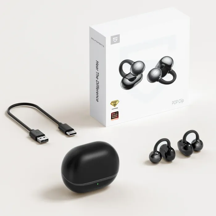 pop6 - SoundPEATS Pop Clip Open Ear Wireless Earbuds - Black