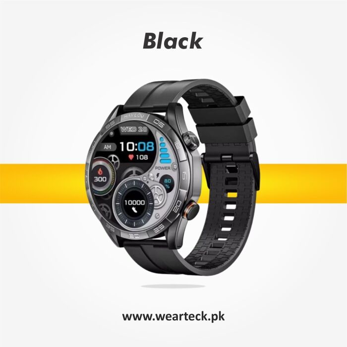 Black - Haylou Solar 5 Smart Watch | Silicon Straps